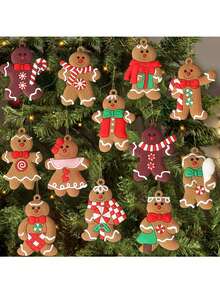 12pcs Gingerbread Man Decorations: Add A Sweet Atmosphere To Your Christmas Tree Decor! Christmas, Halloween, Thanksgiving, Easter Gifts, Christmas Trees, Santa Claus, Christmas Decorations, Gingerbread Houses, Christmas Gifts, Christmas Tree Ornaments, Christmas Gifts, Christmas