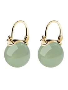 1 Pair Of New Hot-Selling High-End Sterling Silver Ice Earrings, Jade Earrings For Women