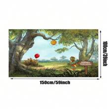 1 Cartoon Spring Forest Party Background Cloth Honey Jar Red Balloon Decoration Birthday Background Cloth Living Room Bedroom Children's Photography Booth Live Broadcast Venue Layout Background