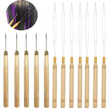 Hair Extension Loop Needle Threader Wire Pulling Hook Tool Micro Rings Nano Beads Device Tool For Hair Or Feathers Extensions - Apricot - View 2