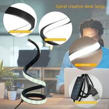 2 件黑白复古蛇形 USB 床头灯，按钮控制三色可调光，适用于卧室、客厅、书房、宿舍照明，是送给家人和朋友的最佳礼物