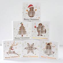1pc/6pcs Christmas Hollow Out Gift Box,Santa Claus Snowman Christmas Tree Pattern Gift Packaging Box,Christmas Snowflake Bell Elk Design Party Favor Bag,Christmas Gift Wrapping,Xmas Party Gift,Home Decoration,Kitchen Dining Table Decor,Merry Christmas,Christmas Decoration,Christmas Ornaments,Xmas Decor,2025 Christmas,2026 New Year Party Present
