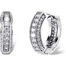 TOPGRILLZ Ice Bag Hoop Earrings Cubic Zirconia Huggie Cartilage Cuff Hypoallergenic 14K Gold Plated Luxury Fashion Round Earrings For Men And Women - 一對 - 查看 1