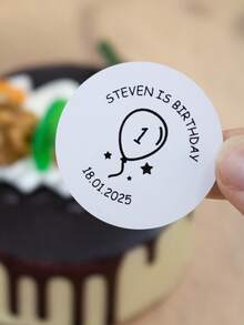 30-240Pcs Custom Happy Birthday Stickers With Balloon Pattern,Personalized Name Label Stickers,Customized Text Round Stickers,Customizable Thank You Stickers,Wedding Stickers,Gold,Black,Birthday,Bride And Groom,Gift Boxes,Lnvitation,Valentine'S Day - Style a - View 6