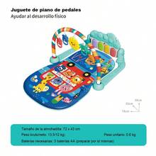 Jueguete para bebés: columpio fitness con piano musical de pedal, alfombra de juegos, piano de pedal para bebés, juguete para neonatos y niños pequeños de hasta 36 meses - Azul - Ver 4