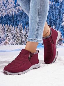 1 par de botas de nieve ligeras para mujer, de fácil puesta, con forro térmico, aptas para senderismo - Rojo - Ver 5