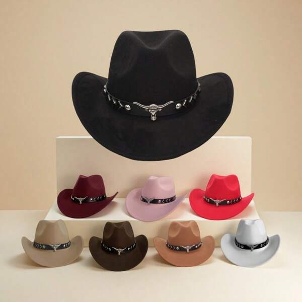 1 Sombrero de vaquero occidental bohemio universal con decoración desmontable con forma de corazón, de poliéster, con protección solar y UV, la mejor opción de regalo para Pascua