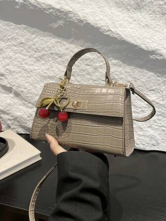 迷你时尚纯色翻盖PU手提包