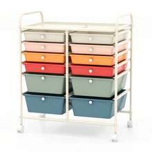 12 Drawers Rolling Cart Storage Mutlicolor Scrapbook Paper Studio Organizer Bins - 馬卡龍色 - 查看 9