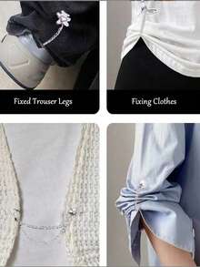 2 件可调节磁性裤夹和袖口夹，可拆卸下摆夹适用于裤子和 T 恤，强力磁性夹扣