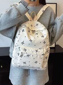 1个返校季蝴蝶结装饰背包，大容量学生书包，带笔记本电脑隔层，可调节肩带，休闲轻便旅行包，适合女孩/青少年/学生/毕业生，是日常使用、外出、旅行、上学和返校季的理想之选。 - 2284 - 查看 8