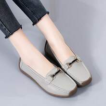Women Flats Shoes, Loafers Shoes For Women, Elegant & Casual Style, Metal Buckle Decoration, Comfortable Flat Shoes Fall.