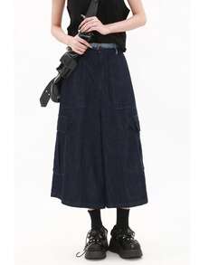 Quần jeans ống rộng dài 7/10, túi tua rua cổ điển, quần ống đứng bó ống đứng thoải mái mới cho mùa hè - Rửa tối - Xem 7