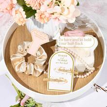 12 PCS Soft Silk Satin Hair Accessories - Scrunchies, Hair Clips Bridal Shower Gifts, Wedding Favors Women And Girlsvalentine's Day ET9K - Pink Series - View 6