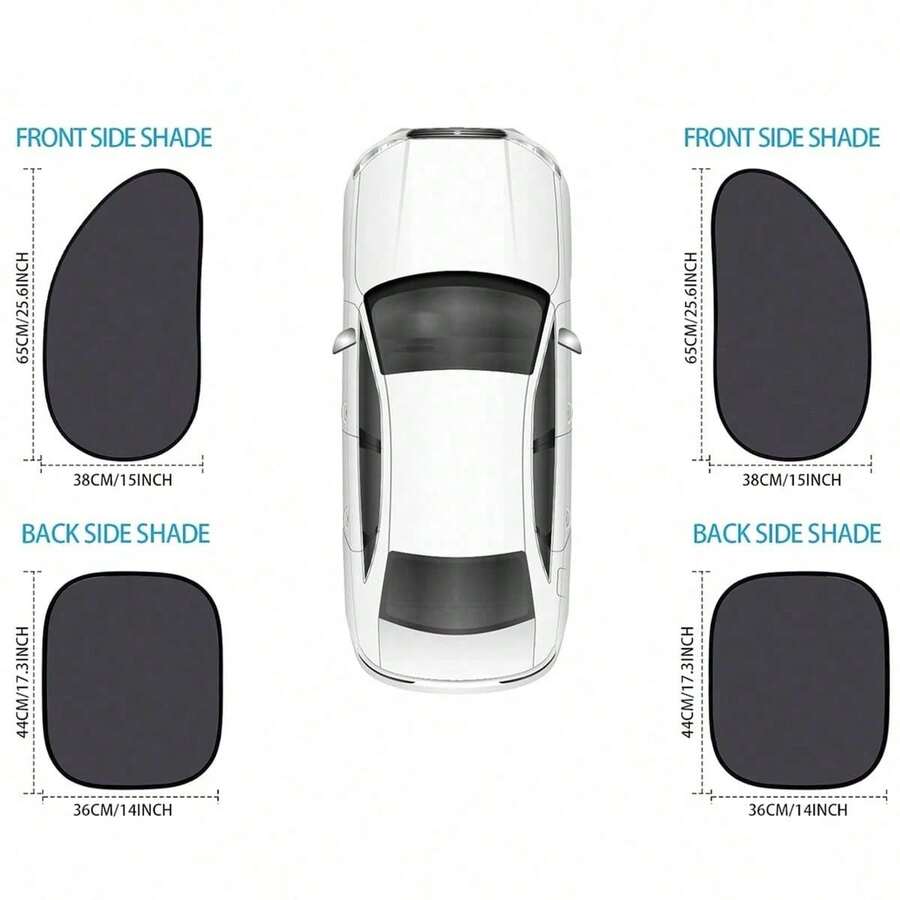 4PCS Car Window Shades With 8 Suction Cups - Summer Essential Sun Blockers For Side Windows, Universal Fit For All Cars, UV Protection & Heat Reduction