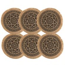 4 Stücke/6 Stücke/8 Stücke 38cm runde Leinen Tischsets, rutschfest, hitzebeständig, leicht zu reinigen, geeignet für Esszimmertisch, Boho-Stil, Zuhause, Restaurant, Küche, Büro, Weihnachtsfeier, Hochzeit, Feiertags-Dekoration, Tischschutz, Geschenk