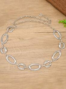 1 pièce Chaîne de taille mode cercle creux anneau métallique ceinture personnalisée asymétrique chaîne de corps pour femmes, été, école, automne, Halloween