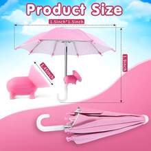 1pc Mini Umbrella For Smartphones With Universal Pig-Shaped Suction Cup Holder, Outdoor Anti-Glare Sun Shade, Made Of Polyester Fiber Material, Rain And Sunlight Proof, Cell Phone Umbrella For Sun Shade, Universal Adjustable Cute Phone Shade Umbrella With Piggy Style Suction Cup, Screen Protector