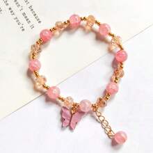 3pcs Random Mixed Color Fashionable Bohemian Style Crackle Glass Butterfly Bracelets, Suitable For Daily Wear, Best Gift For Women