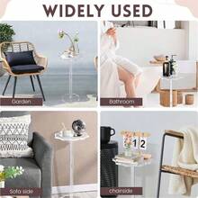 11.8 英寸 X 23.6 英寸亚克力饮料桌，现代风格圆形亚克力饮料边桌/咖啡桌，易于组装，透明/黑色/白色，优雅的沙发边桌，适用于客厅、卧室、阳台、书房 - 彩色 - 查看 7