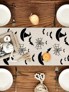 1 pièce/10 pièces Chemin de table chaudron d'Halloween, chemin de table chauve-souris d'Halloween, décoration de maison saisonnière, style ferme, matériau similaire au lin, 33*91CM/33*183CM/33*274CM, 3 options de taille, décoration de fête d'intérieur/extérieur, décoration thème citrouille, décoration de chambre. Convient pour la décoration de cuisine à la maison et la décoration de fête événementielle - Multicolore - Voir 2