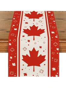Caminho de mesa com folhas de bordo para o Dia do Canadá, decoração de mesa de jantar e cozinha para festas em casa