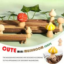 12 قطعة/مجموعة من الفطر الخشبي الطبيعي غير المكتمل - أشكال حرفية DIY للفنون والحرف والرسم وديكور المنزل والزفاف وعيد الميلاد والحفلات المدرسية وأنشطة الأطفال والهدايا اليدوية والنجارة والديكور الريفي والطراز الريفي - متعدد الألوان - مشاهدة 6