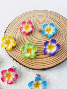 10 piezas Pinzas para el cabello con flores hawaianas en miniatura para mujeres, clips de flores de plumeria e hibisco artificiales para vacaciones, fiestas en la playa, estilo bohemio, set de pasadores de tela de unicolor elegante, accesorios para el cabello con flores de hibisco para mujeres, pinzas de garra, pasadores de cabello