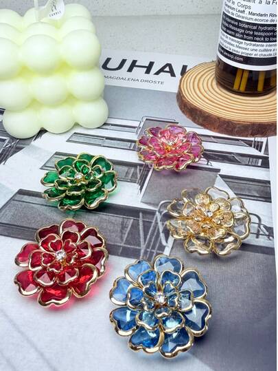 2pcs/Set Cute Flower Button Cover 3-Layer Camellia Cufflinks Cover For Shirt Button Clip Clothing Decoration Cuff Links No Sewing Button Suit Dress Accessories Gif (Due To Lighting And Angle During Photography, There May Be Slight Color Differences Between The Actual Object And The Image)