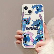 Licensed Cartoon Character Cool Stitch Minimalist Design Soft White And Purple TPU Case For Apple  15, 13, 12, XS, XR, 8, 7, 6, 6S, SE, Mini, Pro, Plus, Max With Straight Edges