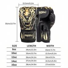 GINGPAI Adult Boxing Gloves For Men, Professional Boxing Gloves 8-16oz, Suitable For Punching, Kickboxing, MMA, Sparring, Bag Training, Thickened - Black - View 4