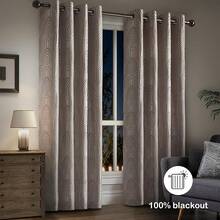 Beige And Black% Blackout Geometric Pattern Curtains, 52 Inch Wide 96 Inches Long 2 Panels, Thermal Insulated Noise Reducing Anti-Rust Grommet Drapes Bedroom Living Room,, Modern Style, Energy-Efficient - 摩卡和銀色 - 查看 4