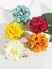发夹 1 件女士仿花发夹，红色、橙色、米色、蓝色、黄色、牡丹色、黑色、灰色、透明，适合节日、派对、日常佩戴发饰优雅爪夹，学校用品，大学