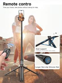 TOKQI 超长 183 厘米/72 英寸三脚架自拍杆稳定可伸缩铝合金三脚架带无线遥控器适用于全身摄影大型拍摄视频兼容各种设备型号