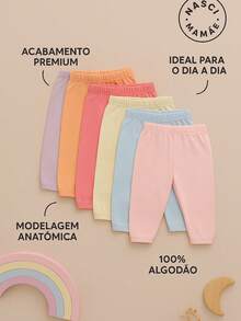 Kit 6 Basic Baby Pants Without Foot, Cotton, Assorted Colors - 女孩們 - 查看 3