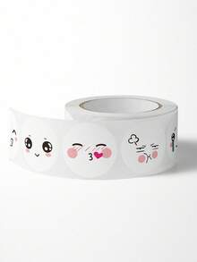 500张/卷 可爱搞笑8种表情玩具笑脸贴纸 老师和孩子奖励标签封口贴 - 白色 - 查看 3