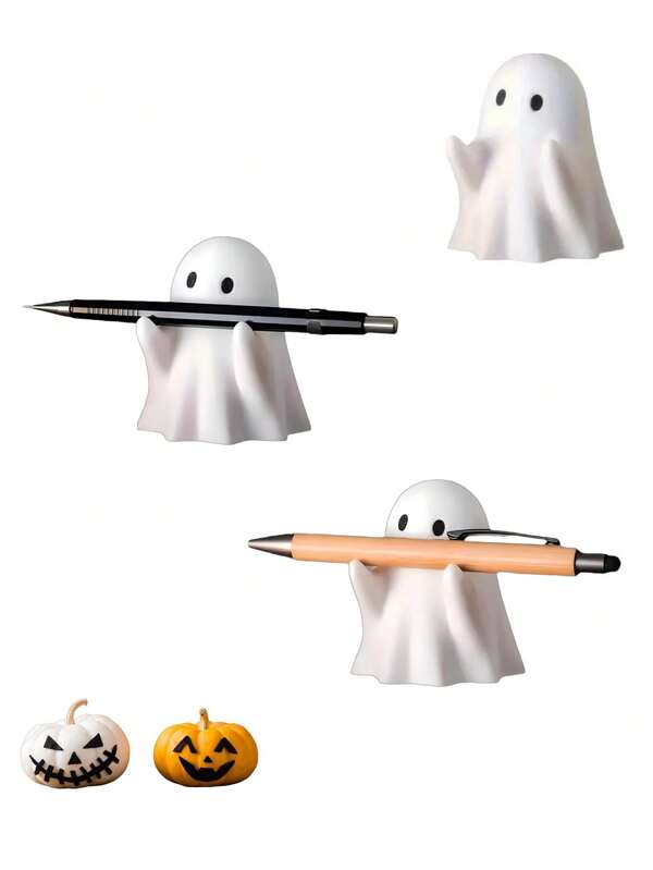 1pc Cute Ghost Pen Holder,Multifunctional Creative Ghost-Shaped Pen Holder,Ghost Stress Relief Decor, 3D Printed Pencil Holder - Small Spooky Ghost Figurine Design,Suitable For Home Office Desk, Adorable Resin High-End Decoration, High Quality Halloween Gift, Halloween Desk Decor,Funny Pencil Holder For Office, Home Accessories,Cute Decoration Item For Halloween Gift, Friend Gift,Craft Art Home Decor Halloween Decor Room Decor