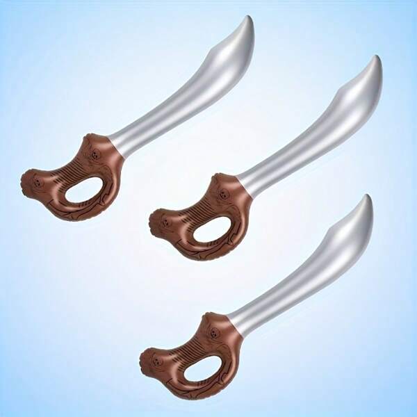 12 piezas de cuchillos pirata inflables de color café, accesorios de utilería para actividades de fiesta de Halloween, réplicas de armas falsas