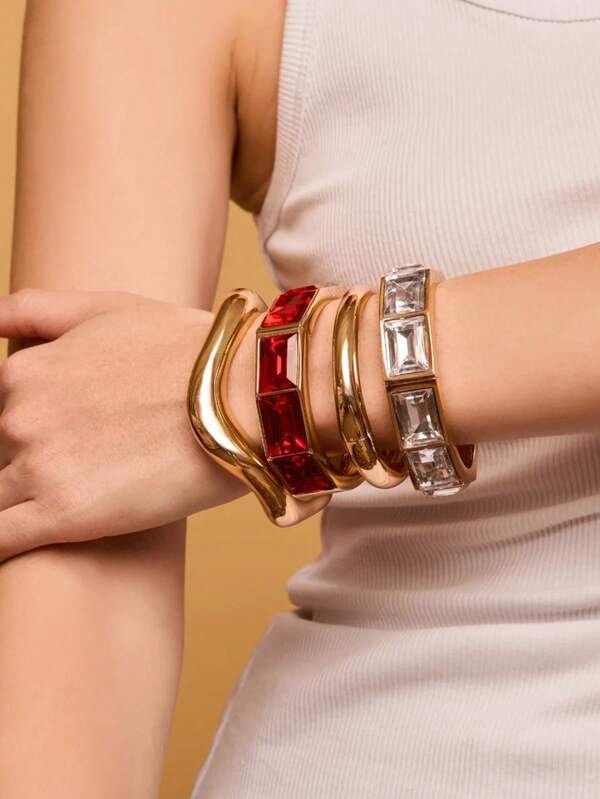 1 pieza Brazaletes tipo brazalete, brazaletes dorados, pulsera ancha, Set de brazalete con diseño de chunky, correa ancha para mujer, pie para ella
