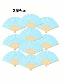 Bộ 1-40 quạt giấy gấp, quạt tre cầm tay tự làm kiểu Trung Quốc, quà tặng khách dự đám cưới, trang trí tiệc sinh nhật, quà Giáng sinh, quà Ngày lễ tình nhân, quà Năm mới, trang trí nhà cửa, quạt cầm tay gấp gọn, quạt cưới cá nhân hóa, trang trí tiệc, quà tặng trang trí nhà cửa thủ công mỹ nghệ - Màu xanh nhạt - Xem 15
