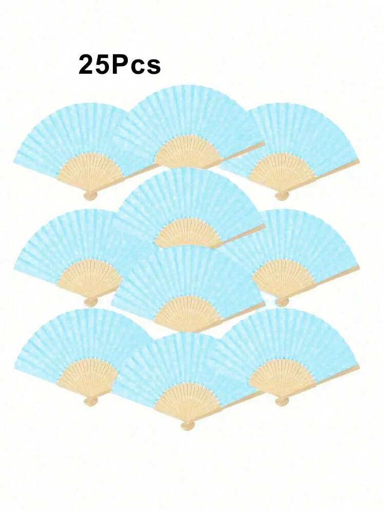 Bộ 1-40 quạt giấy gấp, quạt tre cầm tay tự làm kiểu Trung Quốc, quà tặng khách dự đám cưới, trang trí tiệc sinh nhật, quà Giáng sinh, quà Ngày lễ tình nhân, quà Năm mới, trang trí nhà cửa, quạt cầm tay gấp gọn, quạt cưới cá nhân hóa, trang trí tiệc, quà tặng trang trí nhà cửa thủ công mỹ nghệ - Màu xanh nhạt - Xem 15