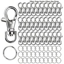 10/30/50/100 Pcs Metal Swivel Clasps And Key Rings, Lobster Claw Key Chains And Key Rings, Keys, Jewelry Making, Silver - Rotatable Keychain Set - View 8