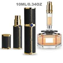 超纤维皮革包覆合金，优质旅行香水瓶，香水喷雾泵，从瓶底填充香水喷雾，可再填充迷你香水分配器/5ML 容量