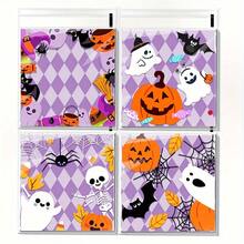 300 Pack Cartoon Pumpkin Ghost Halloween Cookie Candy Self-Seal Gift Bags - Plastic Party Favors Bags With Assorted Patterns For Treats And Snacks(100/300pack) - Multicolor - View 5