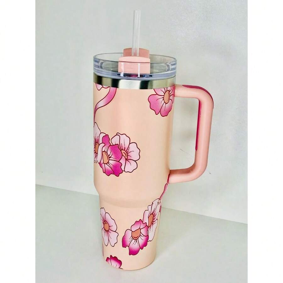 Water Thermal Cup Graphite With Spray Double Wall Cup Stainless Steel Closed Lid Leak Proof Anti-Leak New Model 2025 - Màu Cam san hô - Xem 1