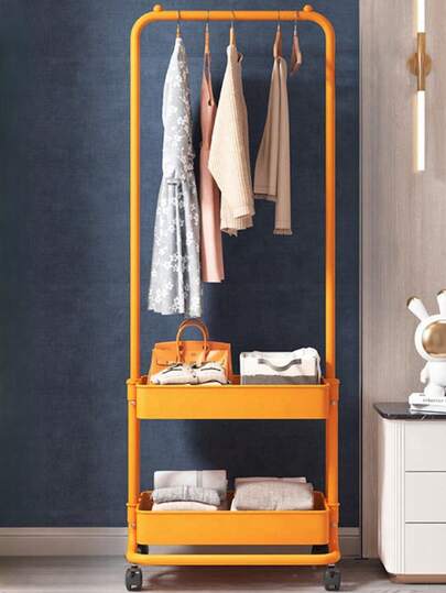 1pc Portable Closet Organizer, Multifunctional With Hangers, Shoe Rack, Storage Shelves, Movable And Easy To Assemble, Suitable For Living Room, Bedroom, Office, Great Gift For Holiday, Valentine's Day
