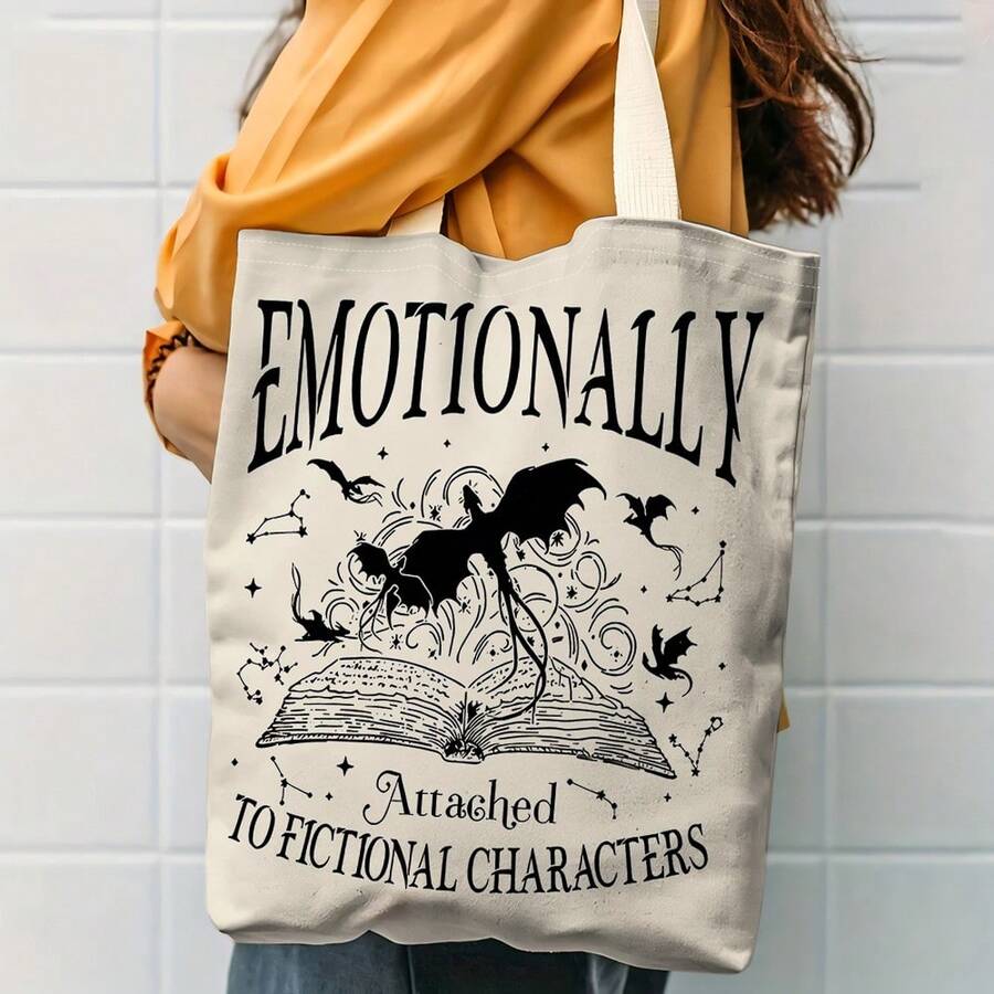 1pc Spacious Double Sided Printed Canvas Tote Bag With Adjustable Straps Style Durability For Shopping, Travel, Daily Use, And Gift Giving. Choose Your Favorite Strap Color For Personalized Comfort.