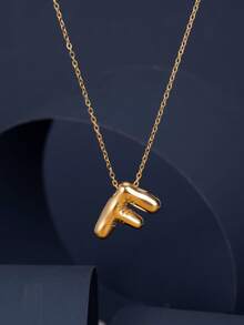 1 件时尚 14K 镀金不锈钢泡泡波西米亚风格 26 个字母 A-Z 吊坠和 26 件铜方晶锆石吊坠，金项链首饰，两种款式可选，适合女性四季日常佩戴 - 彩色 - 查看 12