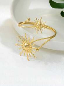1 Stück modischer, kreativer Armmanschette mit Sonnenblumen-Umarmung, lässiger Stil, vielseitiges Schmuckarmband für Damen im Urlaub und Partys