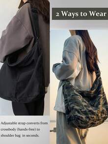 Women's Large Canvas Tote Bag For Everyday - Adjustable Crossbody Shoulder Strap,Travel Essentials,School Supplies , Halloween,Outdoor Camping Hiking Adventure Versatile Tote Bag, Spacious Oversized Carryall Purse (Washed Black, Camo, Leopard Print Yellow & Green) | Street Style, Edgy Boho Chic | Fast USA Shipping 2-7 Days, School, Short Trip, Storage Crossbody Bag - 彩色 - 查看 2